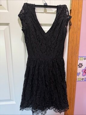 Maurices Black Lace V-Neck Mini Dress